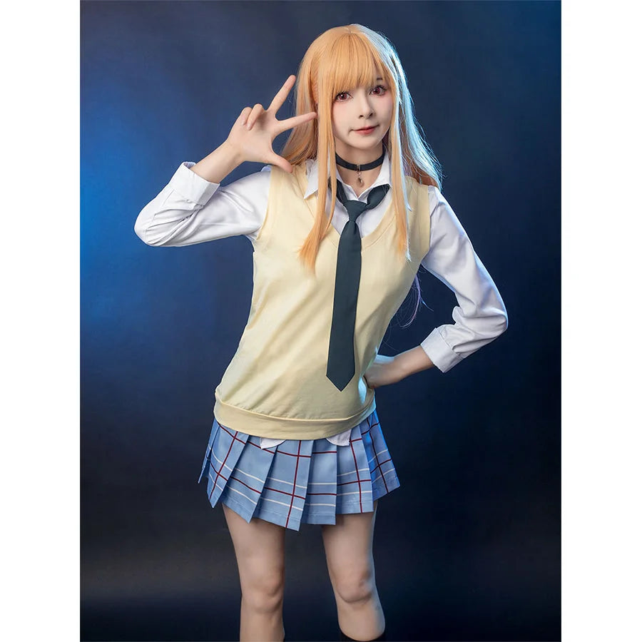 women villain group cosplay costumesMy Dress-Up Darling Kitagawa Marin Uniform and Vest Cosplay Costume C01104