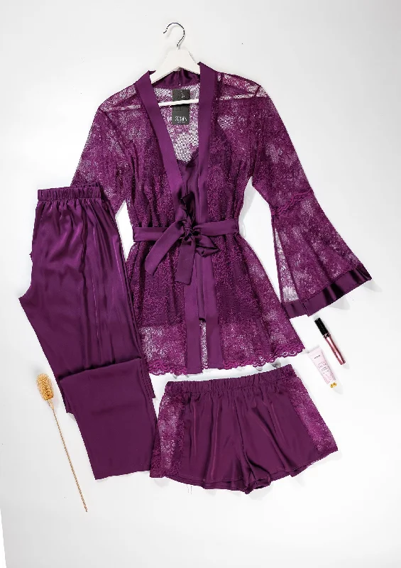 Elegant French Lace Lingerie for Women Pajama 4 pcs