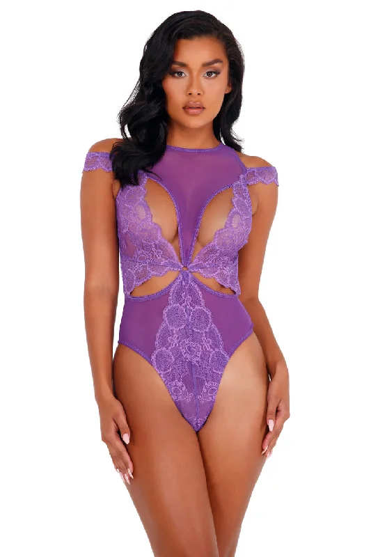 Affordable Lingerie for Women Lace and Mesh Cutout Teddy