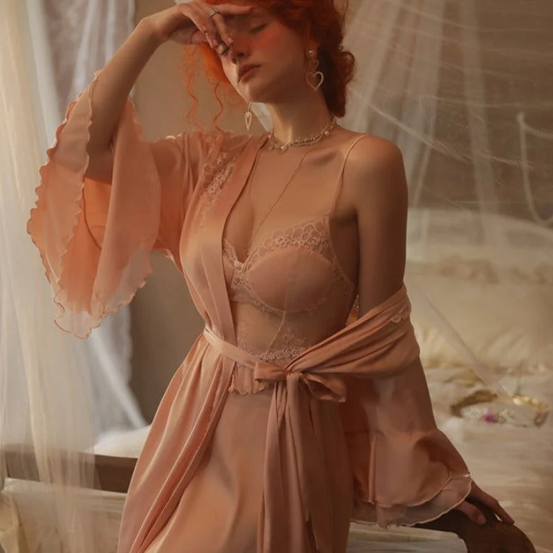 plus size women sexy lingerie bodysuitsPink Sexy Elegant See through Nightdress