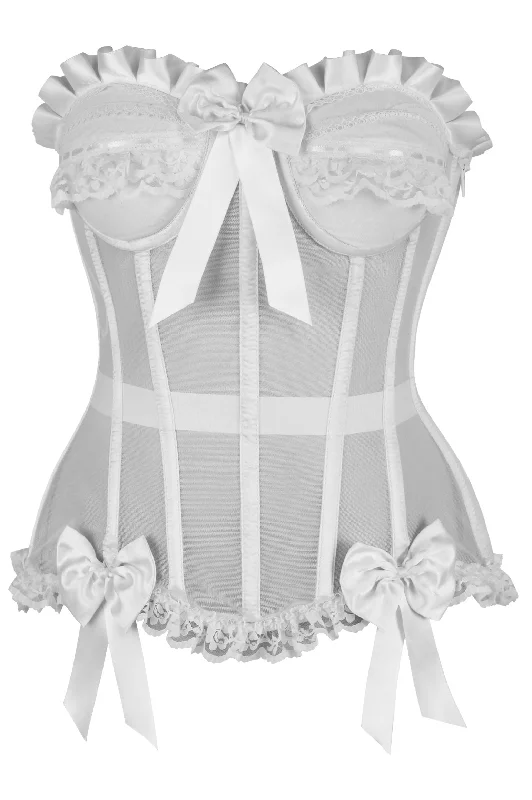 statement women bustiers and corsetsTop Drawer Steel Boned White Mesh Underwire Bustier Corset