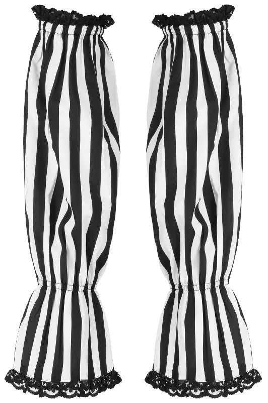 convertible women bustiers and corsetsBlack/White Striped Smocked Sleeves