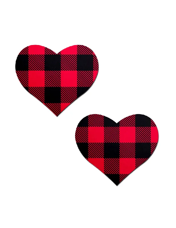 Sexy Lingerie for Women with Stockings Pastease HRT-GHM-BUF Buffalo Plaid Red Heart Nipple Covers
