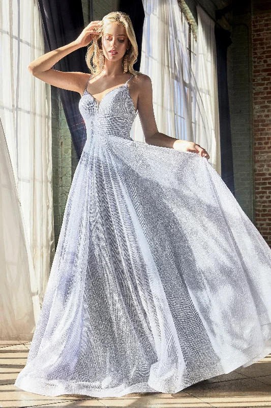women sexy dresses with peplum accentsCinderella Divine CD205 Prom Long Formal Spaghetti Strap Glitter Ball Gown