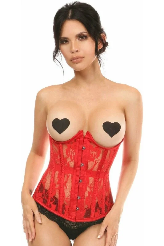 short women bustiers and corsetsLavish Red Sheer Lace Underwire Open Cup Underbust Corset