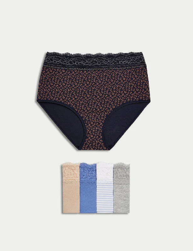 anti - chafing women briefs for long - distance runners5pk Cotton Rich Printed Full Briefs