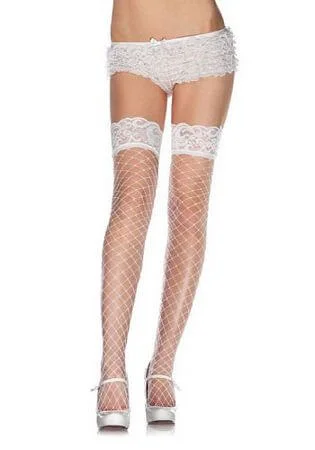 Plus Size Women's Stretch Cotton Tight Trousers in Navy for Comfortable Everyday WearFence Net Thigh Highs