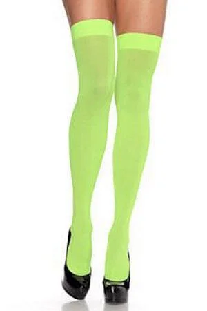 Plus Size Women's Embroidered Tight Trousers in White for a Feminine and Elegant StyleGreen Nylon Thigh Highs