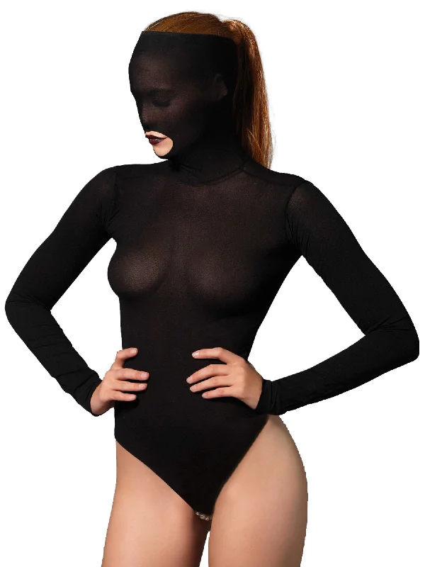 hypoallergenic women lingerie materials for sensitive skinOpaque Masked Lingerie Body with Beaded G-String - One Size