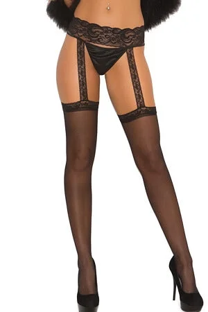 Women's Tight Trousers with Drawstring Waist in Khaki for a Relaxed and Adjustable FitSleek Sheer Thigh High & Garter Belt Set