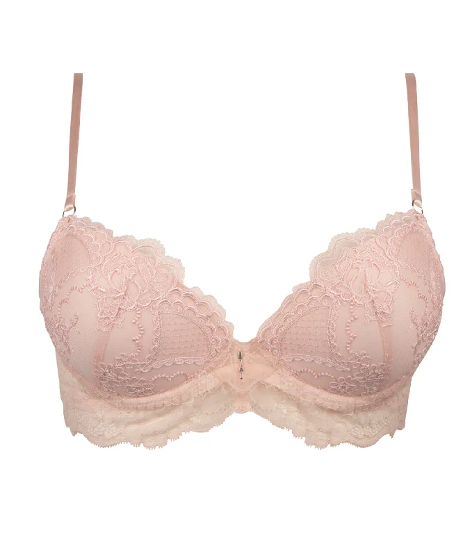 silk women lingerie for a smooth touchSublime en Dentelle Rose Contour Plunge Bra