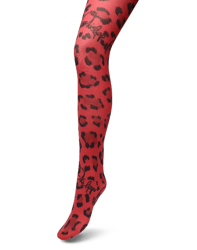 Women's Faux Leather Tight Trousers with Studded Details in Brown for an Edgy StyleTights Leopard