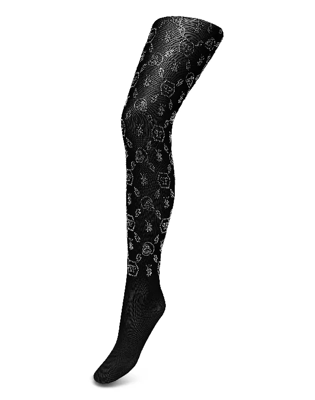 Plus Size Women's Embroidered Tight Trousers in White for a Feminine and Elegant StyleTights Monogram