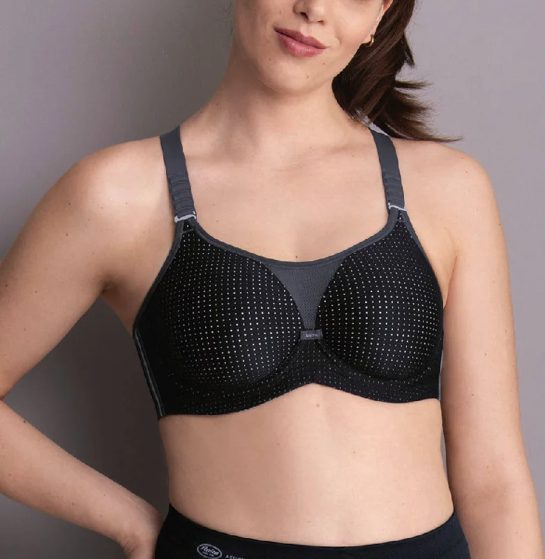 Bra with a quarter - cup design for a very revealing style​ Anita Performance WireX Black Underwire Sports Bra 5599