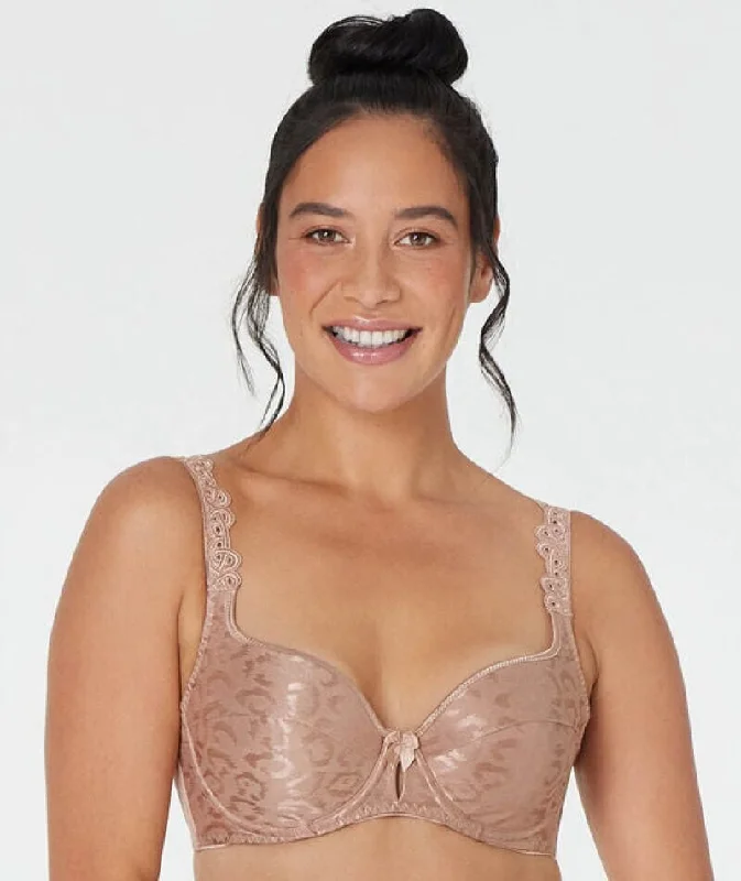 plus size nursing bras for breastfeeding momsBendon Damask Contour Underwire Bra - Coco Creme