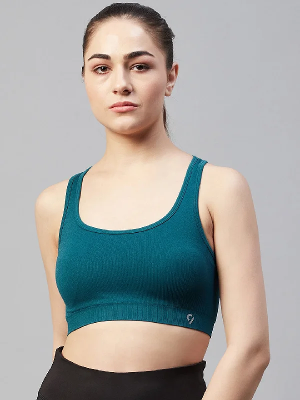 Bra with a silk - lined cup for a luxurious texture​ Ribbed Sports Bra For Women - Blue Coral