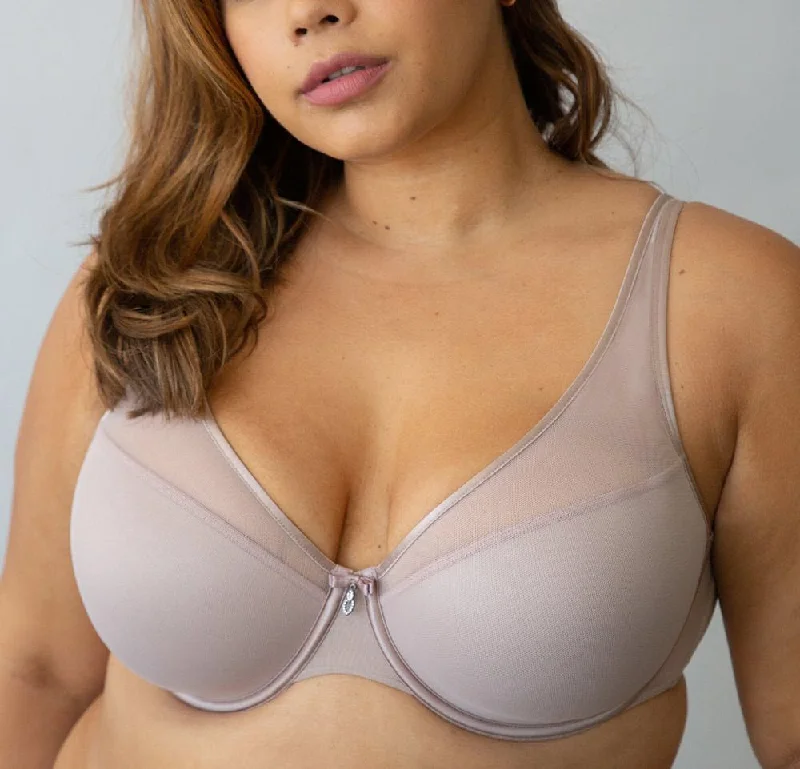 Bra with a seamless back for a smooth look under clothes Curvy Couture Sheer Mesh Plunge Bark Neutral T Shirt Push Up Bra 1310 Bra with a seamless back for a smooth look under clothes Curvy Couture Sheer Mesh Plunge Bark Neutral T Shirt Push Up Bra 1310