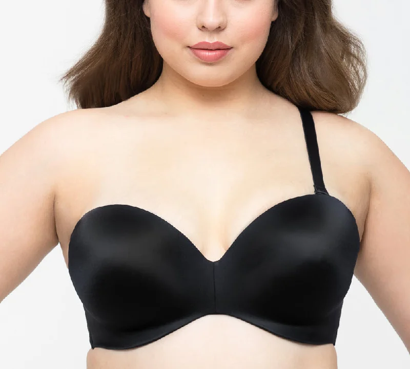 Long - line bras for added support and a slimming effect Curvy Couture Smooth Multi Way Black Strapless Bra 1290 Long - line bras for added support and a slimming effect Curvy Couture Smooth Multi Way Black Strapless Bra 1290