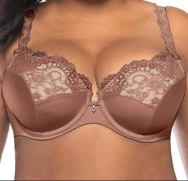 Balconette bras with a stylish and flattering design Curvy Couture Tulip Lace Chocolate Balconette Bra 1017 Balconette bras with a stylish and flattering design Curvy Couture Tulip Lace Chocolate Balconette Bra 1017