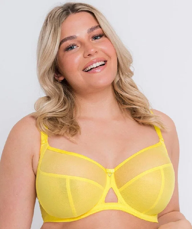 supportive underwire bras for large bustsCurvy Kate Victory Balcony Bra - Citron Yellow