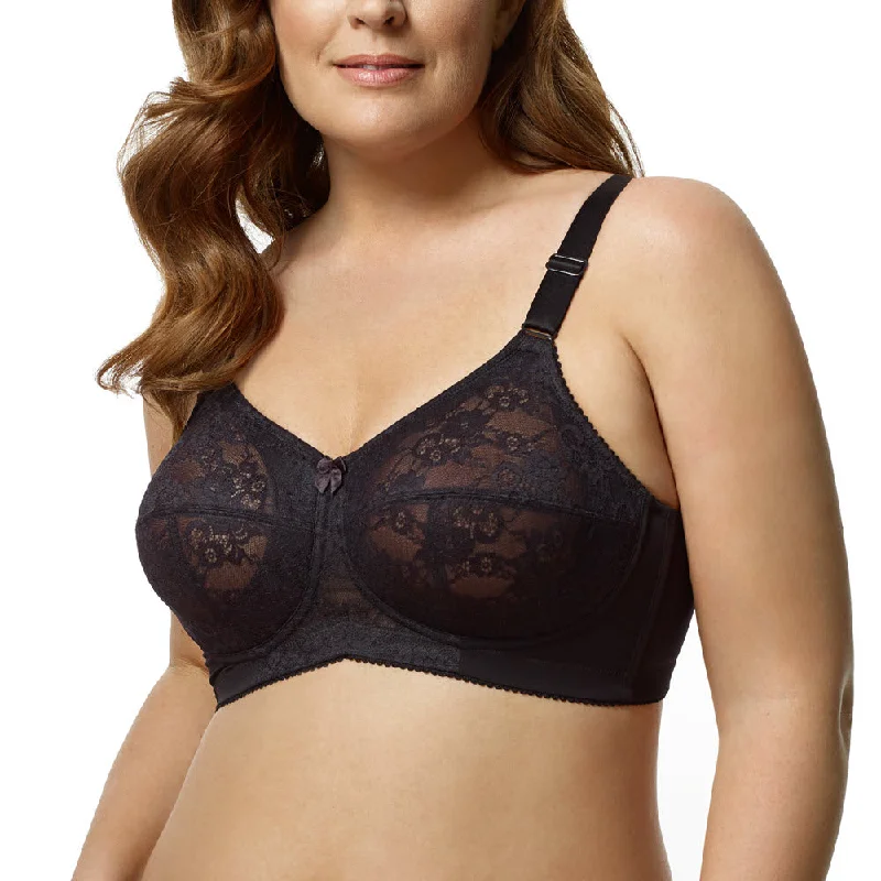 Bra with a plus - size seamless design for a smooth look​ Elila Lace Soft Cup Black Wireless Bra 1303