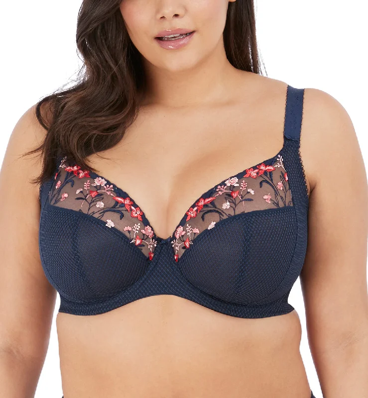 Bra with a hypoallergenic lining for sensitive skin​ Elomi Charley Banded Plunge Underwire Bra (4380) - Navy