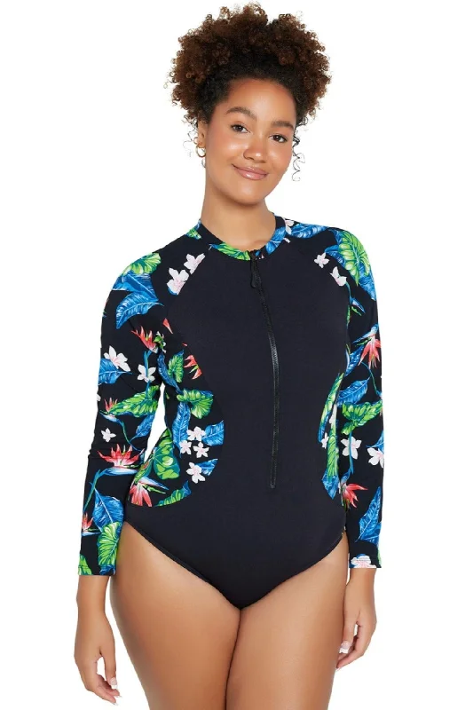 plunge t - shirt bras for a sleek appearanceGenevieve Long Sleeve Mastectomy Scuba Suit - Paradise
