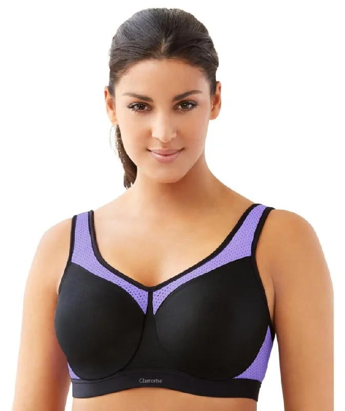 seamless bras for invisible under clothesGlamorise High Impact Underwire Sports Bra - Black Purple