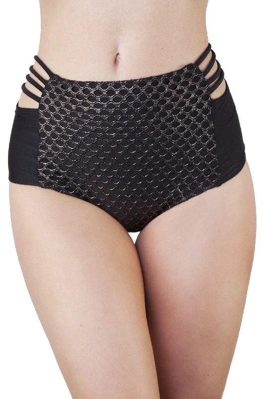 plus size bralette bras for comfortPeek & Beau Gold Fishnet High Waist Brief