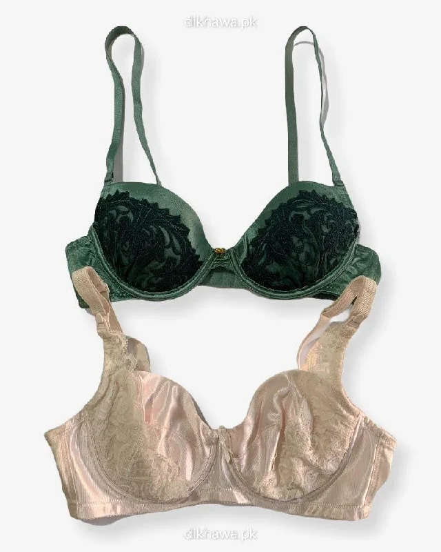 wireless bras for a natural feelImported Stocklot Branded  Net Pushup Bra - Underwired Bra  -  Non Padded Bra - Pack of 2