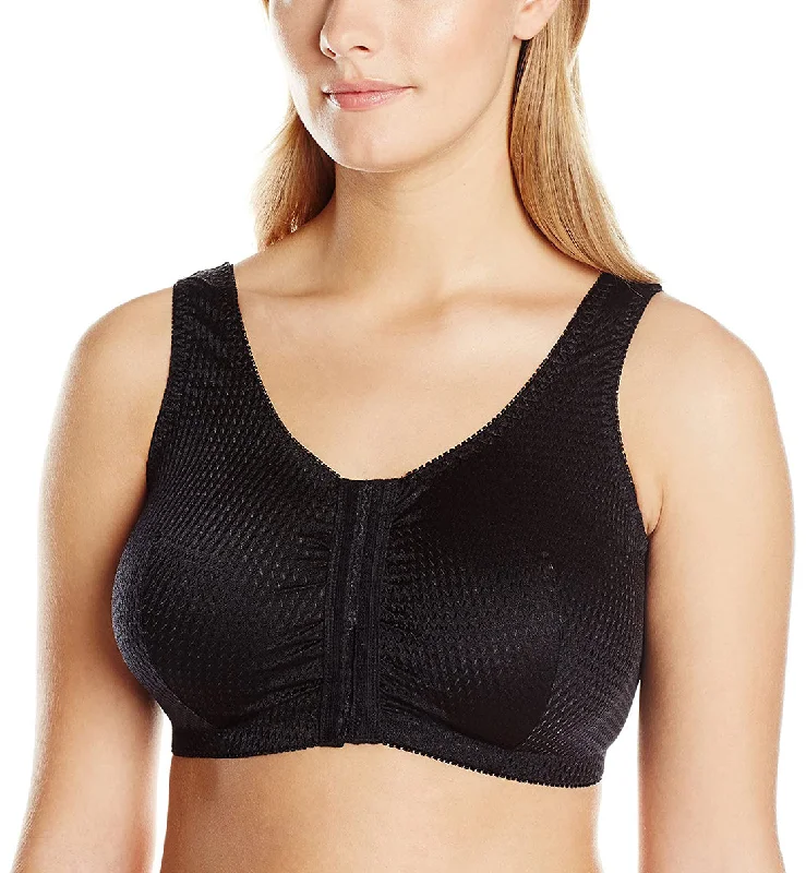 Bra with a plus - size bralette style for a trendy look Leading Lady Marlene Zig-Zag Nylon Front Closure Bra (151) - Black Bra with a plus - size bralette style for a trendy look Leading Lady Marlene Zig-Zag Nylon Front Closure Bra (151) - Black