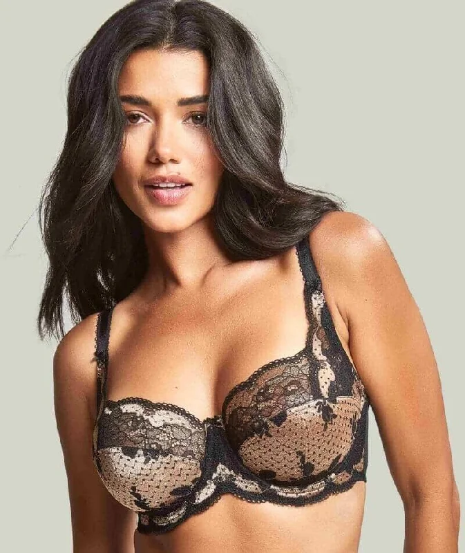minimizer plus size bras for curvy figuresPanache Clara Full Cup Underwired Bra - Black/Vintage Gold