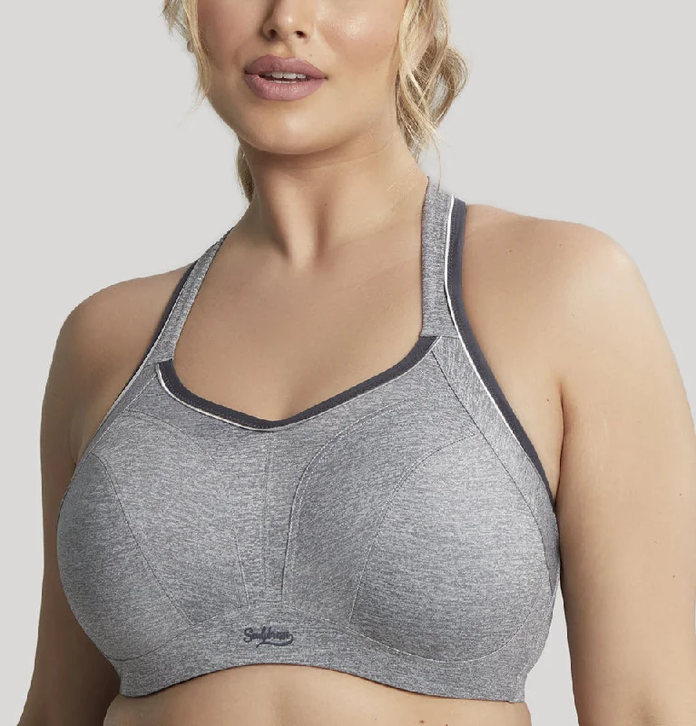 Bra with a plunge neckline for low - cut tops Panache Sculptresse Charcoal Marl Unlined Sports Bra 9441 Bra with a plunge neckline for low - cut tops Panache Sculptresse Charcoal Marl Unlined Sports Bra 9441