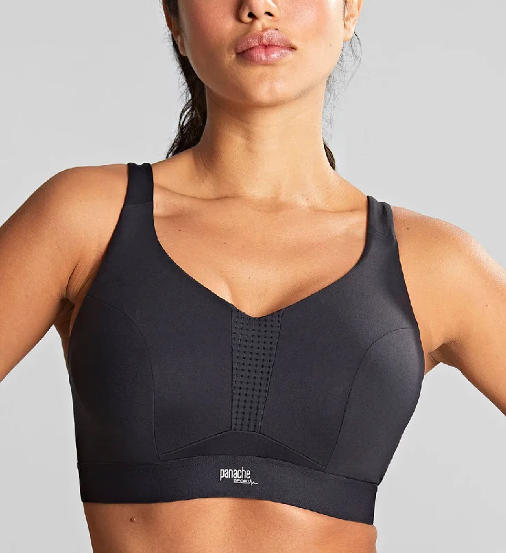 Bra with a lace - trim for an elegant and delicate touch​ Panache Ultra Perform Black Non Padded Wired Sports Bra 5022