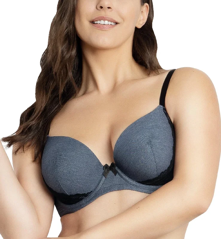 Bra with wide straps for added comfort and weight distribution Parfait Casey Molded Plunge Underwire Bra (28012) - Dark Blue Denim Bra with wide straps for added comfort and weight distribution Parfait Casey Molded Plunge Underwire Bra (28012) - Dark Blue Denim