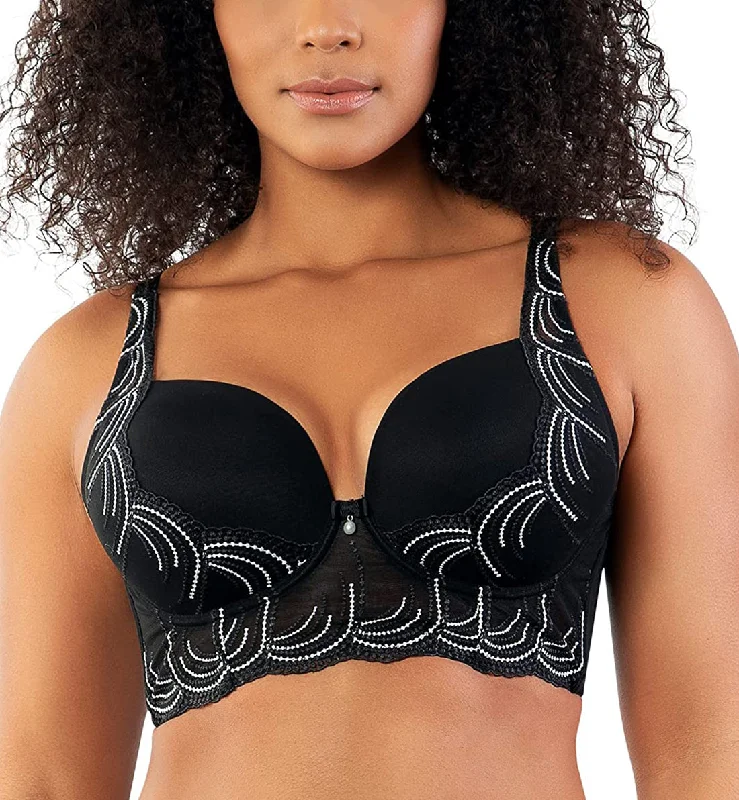 Bra with a high - cut cup for more coverage and support​ Parfait Pearl Longline Plunge Underwire Bra (P6091) - Black