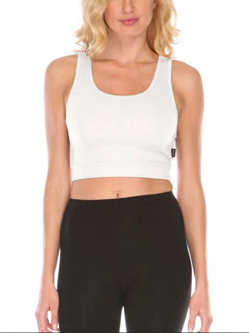 Bra with a removable padding for customizable support​ PJ Harlow Bra:30 Sporty Racer White Wireless Bralette Bra