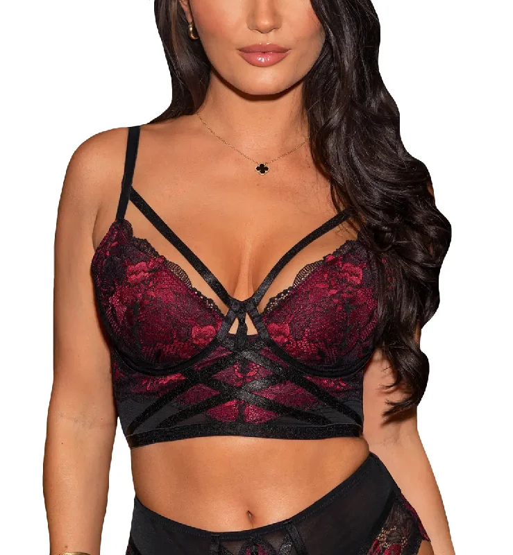 Bra with a wire - free construction for a softer feel Pour Moi After Hours Padded Longline Underwire Bra (27501) - Red/Black Bra with a wire - free construction for a softer feel Pour Moi After Hours Padded Longline Underwire Bra (27501) - Red/Black