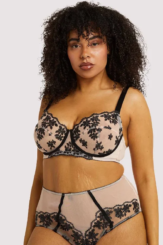 Bra with a foam - lined cup for a more structured shape Evie Black & Peach Balcony Bra Bra with a foam - lined cup for a more structured shape Evie Black & Peach Balcony Bra