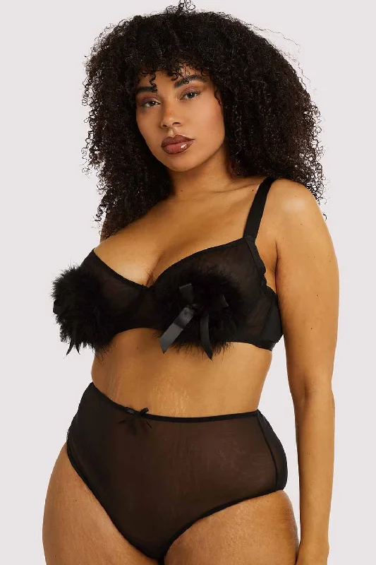 Bra with a balconette style for a flirty neckline​ Marina Black Feather Bra