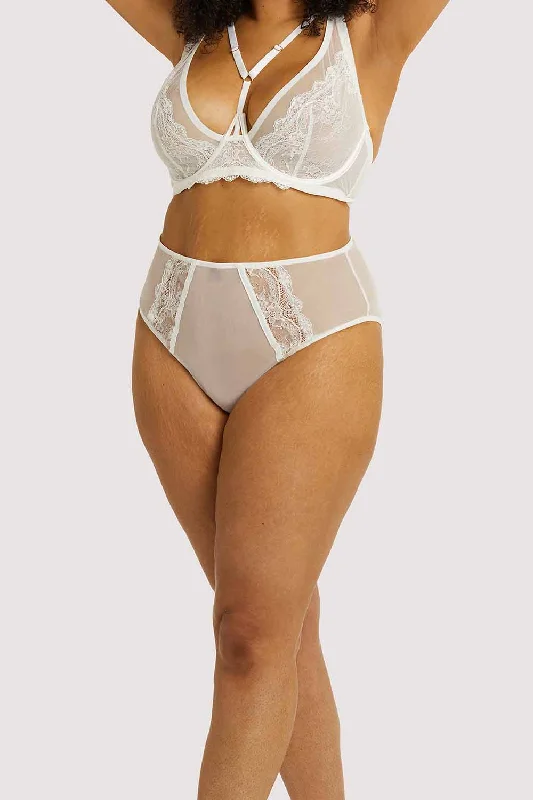 Bra with a contour memory foam cup for a natural look Leslie White High Waist Brief Bra with a contour memory foam cup for a natural look Leslie White High Waist Brief