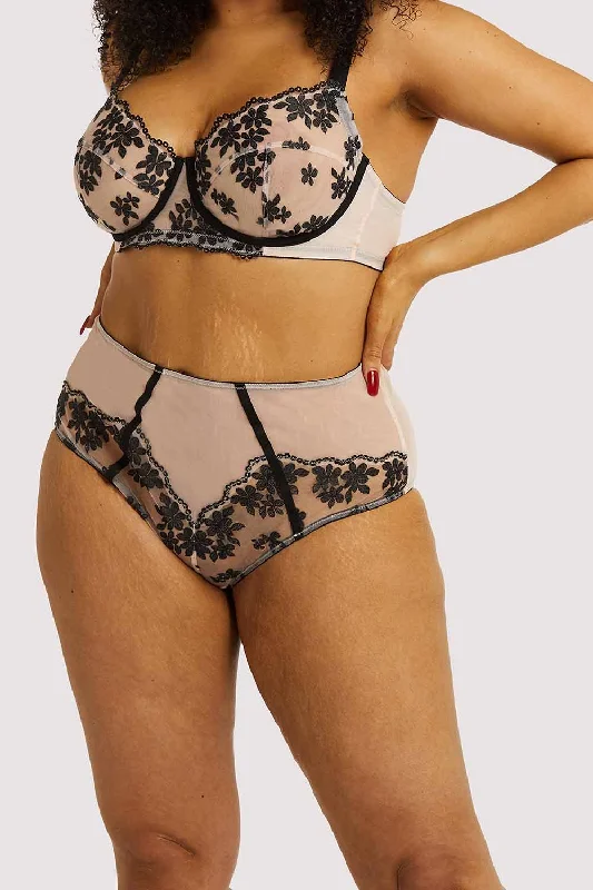 Bra with a single - strap design for a unique and modern style Evie Black & Peach Brief Bra with a single - strap design for a unique and modern style Evie Black & Peach Brief