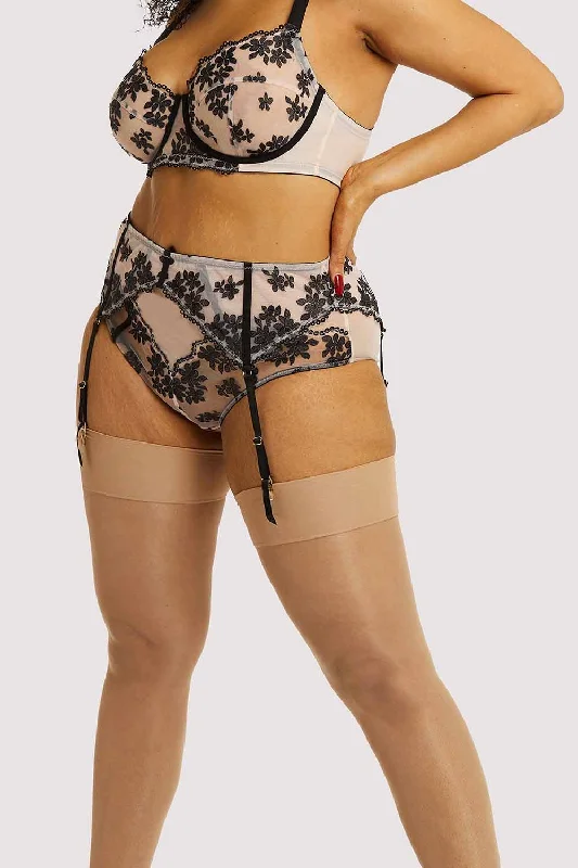 Bra with a wire - free construction for a softer feel​ Evie Black & Peach Suspender