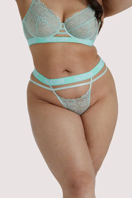 Bra with a contoured cup for a natural - looking shape​ Hustler Branded Mint Curve Lace Thong