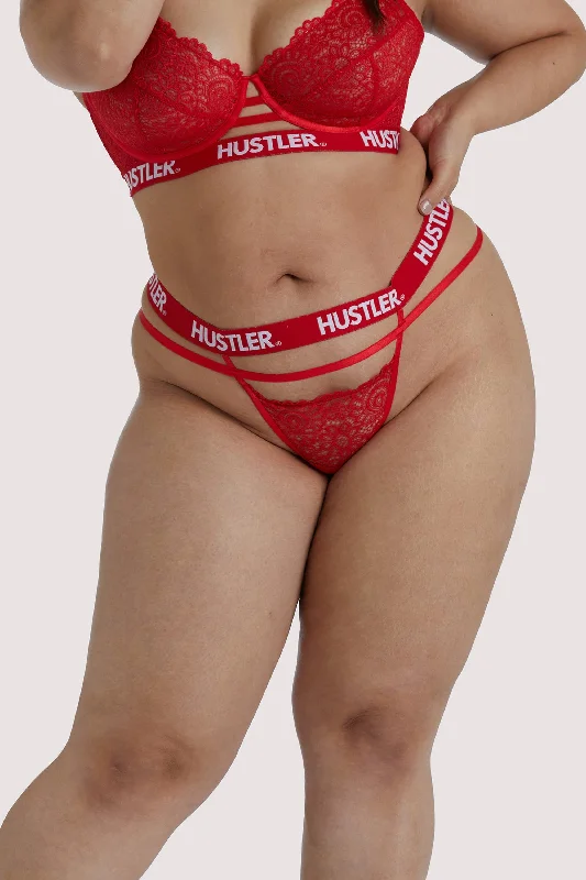 Bra with a plus - size wireless option for comfort​ Branded Red Lace Curve Thong