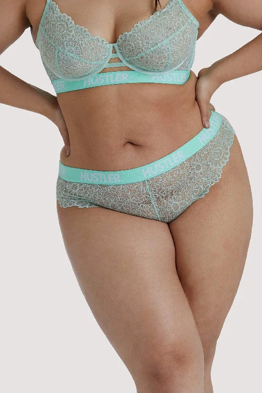 Bra with wide straps for added comfort and weight distribution Branded Mint Curve Lace Brief Bra with wide straps for added comfort and weight distribution Branded Mint Curve Lace Brief