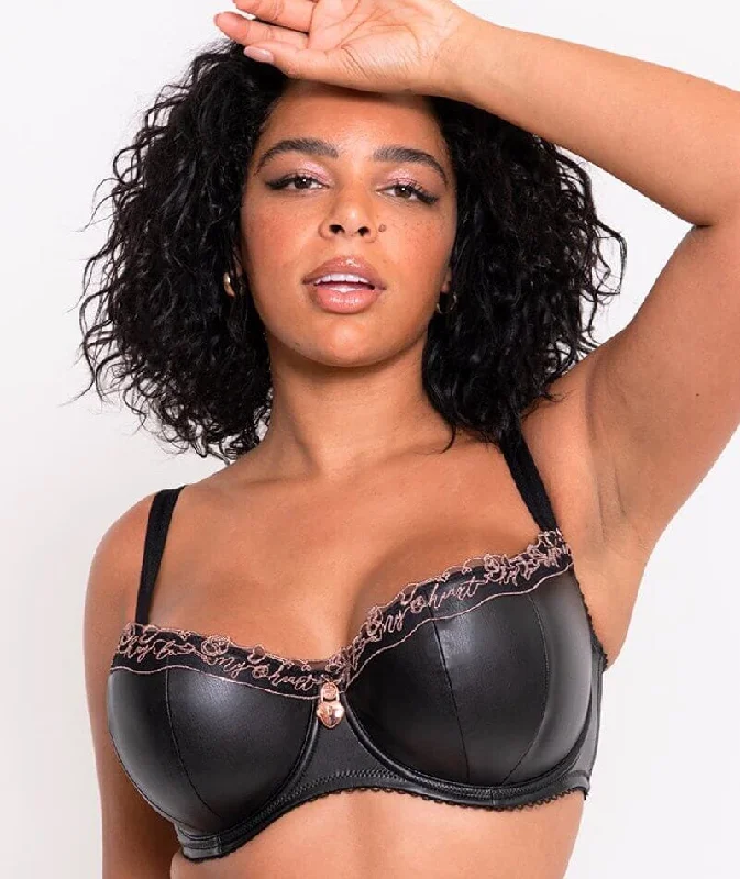 moisture wicking convertible brasScantilly Key to My Heart Padded Half Cup Bra - Black