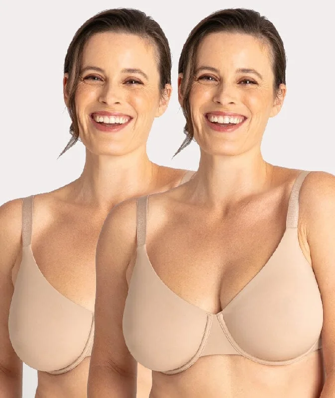 bralette sports bras for light exerciseUnderbliss Invisibliss Moulded Microfibre Underwire Bra 2 Pack - Nude