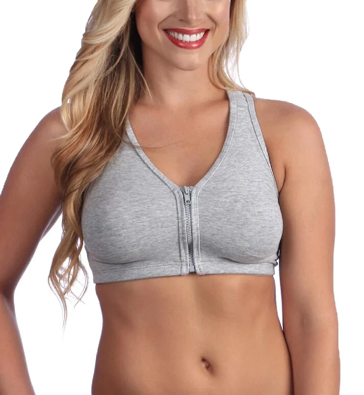 Bra with a built - in underwire for enhanced support Valmont Zip-Front Sports Bra (1611A) - Heather Gray Bra with a built - in underwire for enhanced support Valmont Zip-Front Sports Bra (1611A) - Heather Gray