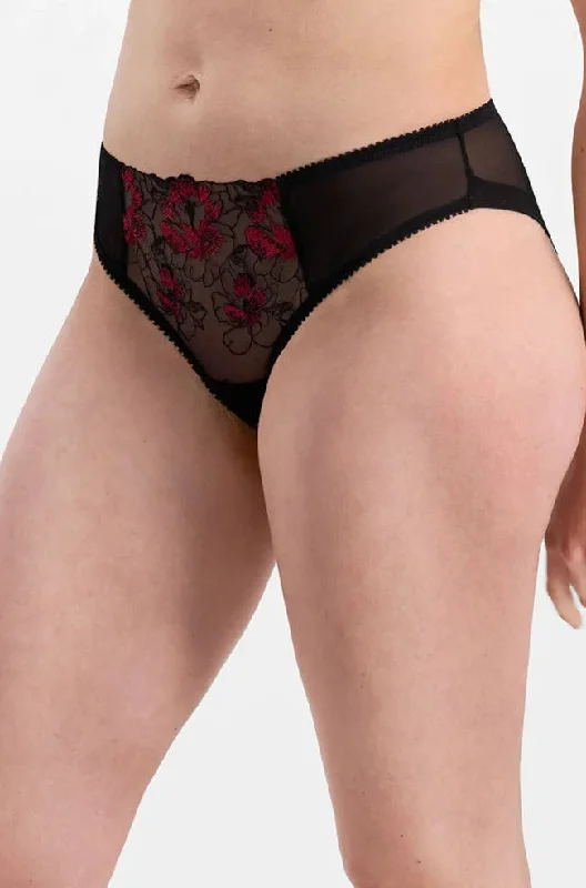 moisture wicking sports bras for sweaty workoutsElodie Brazilian Brief (Black & Red)